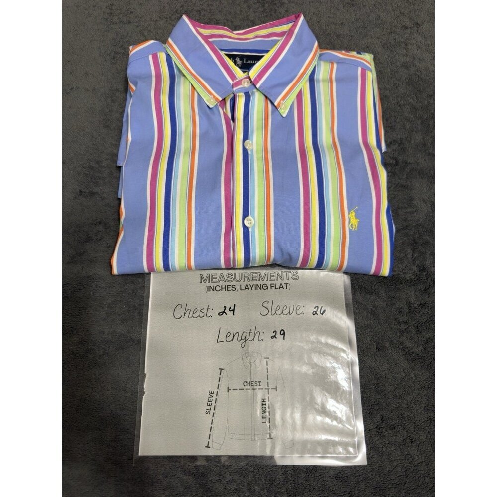 Ralph Lauren Mens Classic Fit Striped Button-Down Shirt Size 16.5/L - Picture 6 of 6